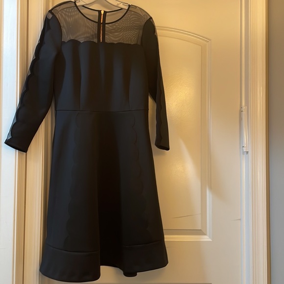 Ted Baker mesh scalloped A-Line Midi dress black size 4 - Picture 9 of 16